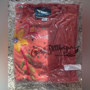 Carol Patterson Knits Vintage Pullover Sweater with large flower embroidery